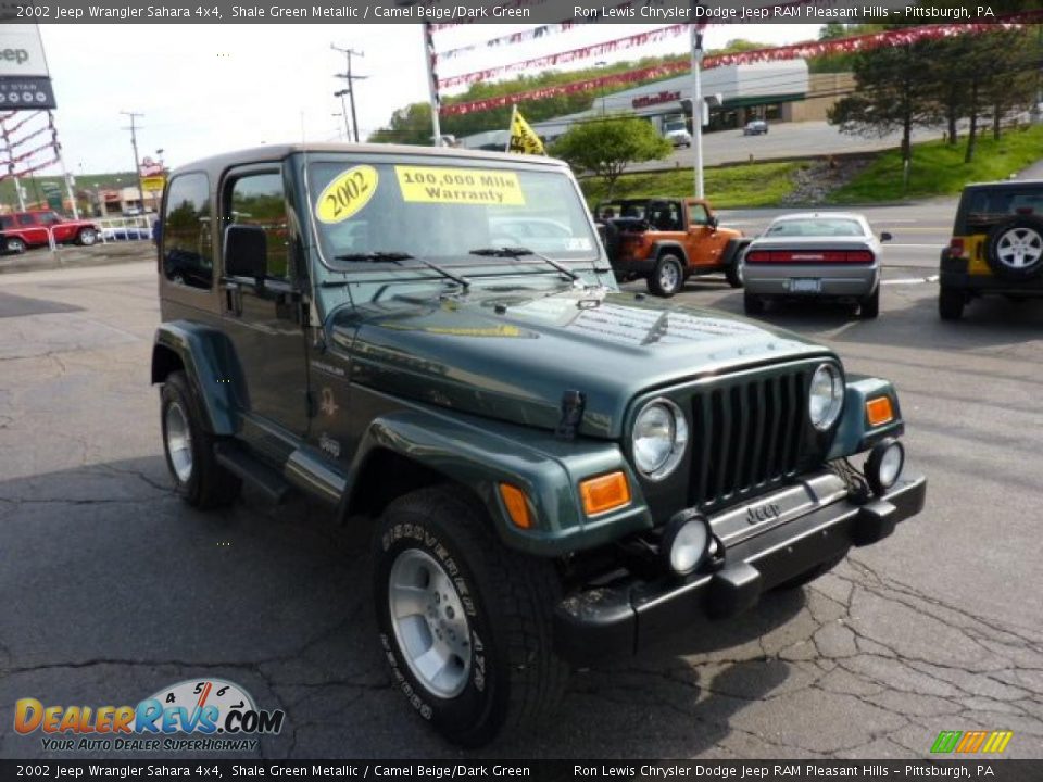 2002 Jeep Wrangler Sahara 4x4 Shale Green Metallic / Camel Beige/Dark Green Photo #7