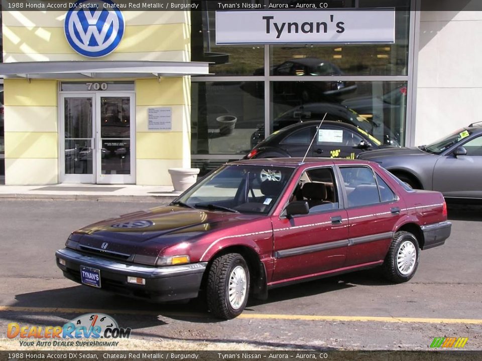 1988 Honda Accord DX Sedan Chateau Red Metallic / Burgundy Photo #1