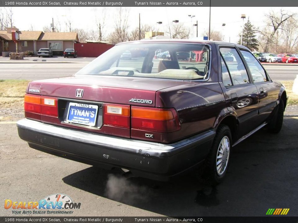 1988 Honda Accord DX Sedan Chateau Red Metallic / Burgundy Photo #4