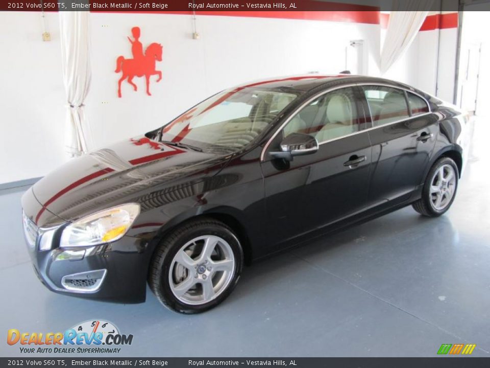 2012 Volvo S60 T5 Ember Black Metallic / Soft Beige Photo #1