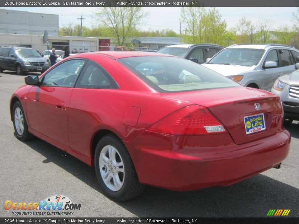 2006 Honda Accord LX Coupe San Marino Red / Ivory Photo #14