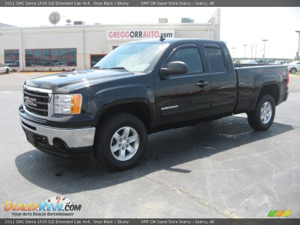 2011 GMC Sierra 1500 SLE Extended Cab 4x4 Onyx Black / Ebony Photo #1
