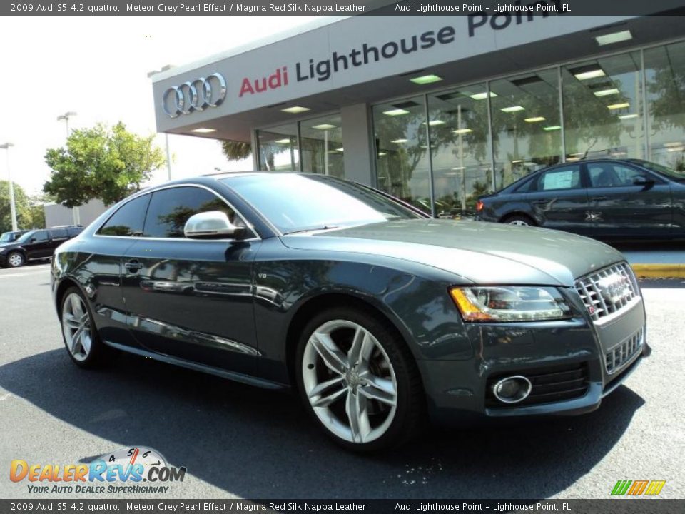 2009 Audi S5 4.2 quattro Meteor Grey Pearl Effect / Magma Red Silk Nappa Leather Photo #1