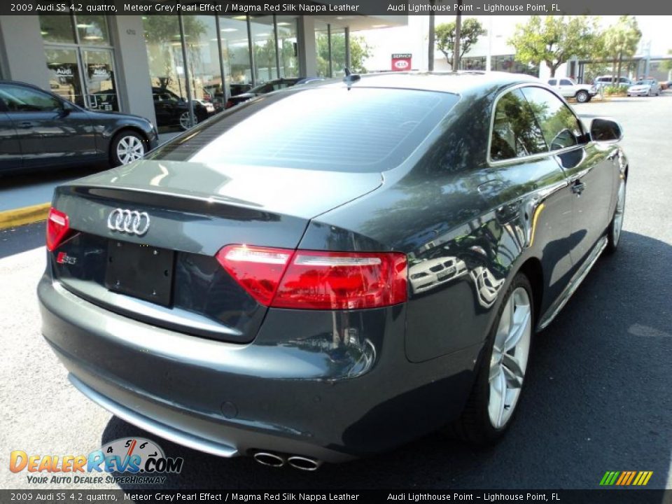 2009 Audi S5 4.2 quattro Meteor Grey Pearl Effect / Magma Red Silk Nappa Leather Photo #4