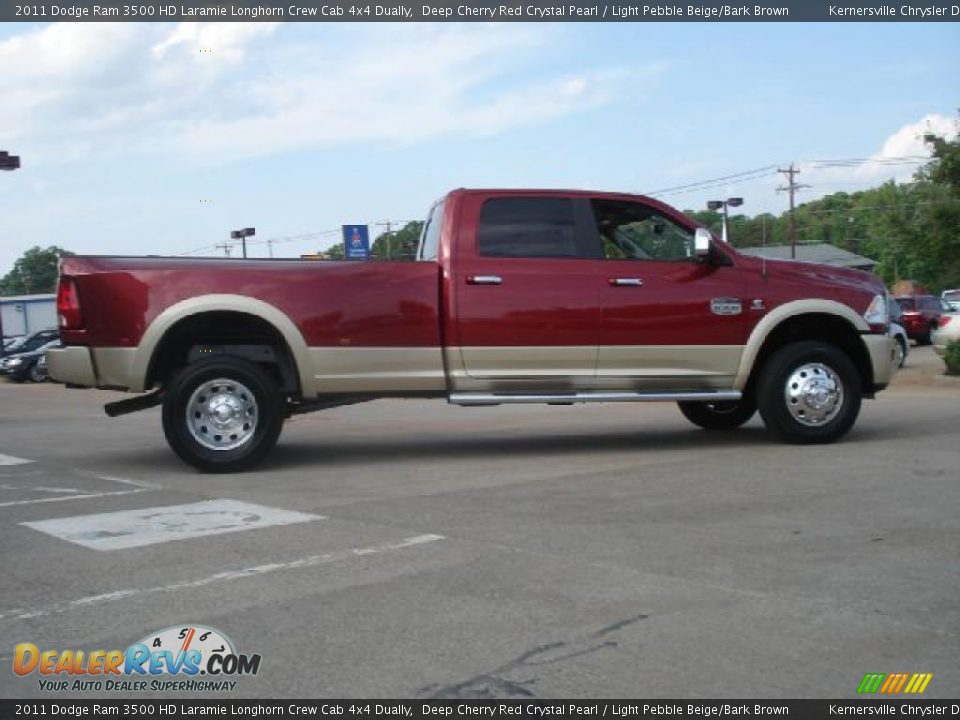 2011 Dodge Ram 3500 HD Laramie Longhorn Crew Cab 4x4 Dually Deep Cherry Red Crystal Pearl / Light Pebble Beige/Bark Brown Photo #6