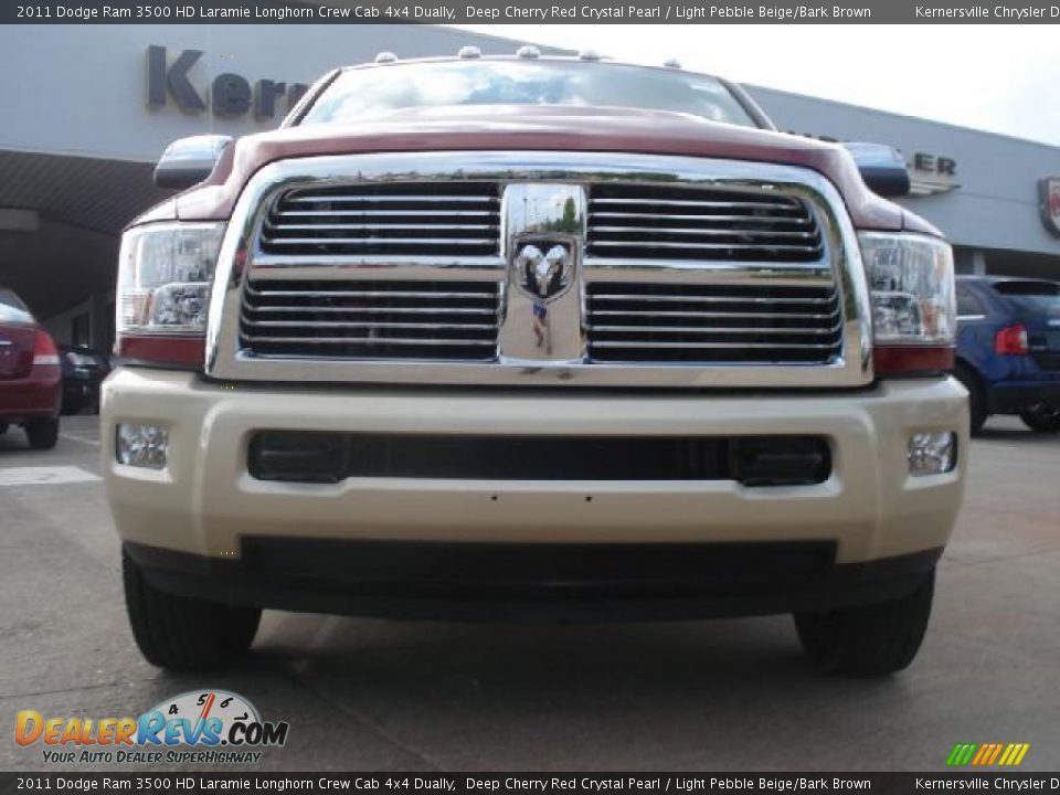 2011 Dodge Ram 3500 HD Laramie Longhorn Crew Cab 4x4 Dually Deep Cherry Red Crystal Pearl / Light Pebble Beige/Bark Brown Photo #8