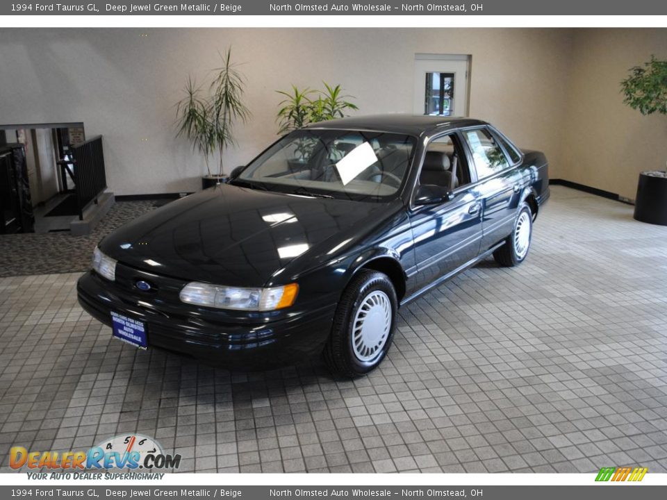 1994 Ford Taurus GL Deep Jewel Green Metallic / Beige Photo #3