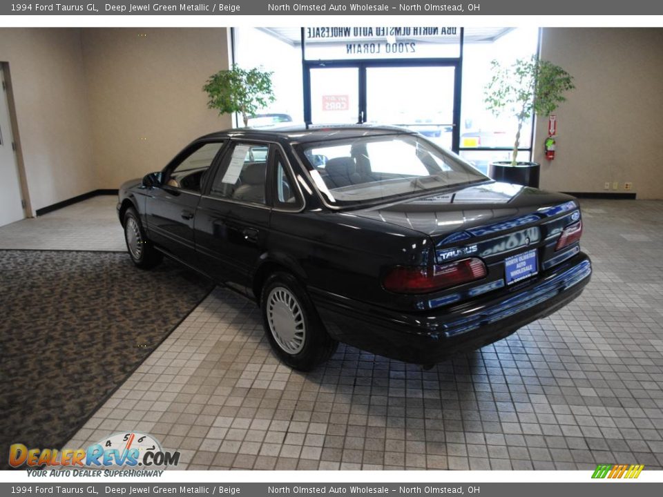 1994 Ford Taurus GL Deep Jewel Green Metallic / Beige Photo #6