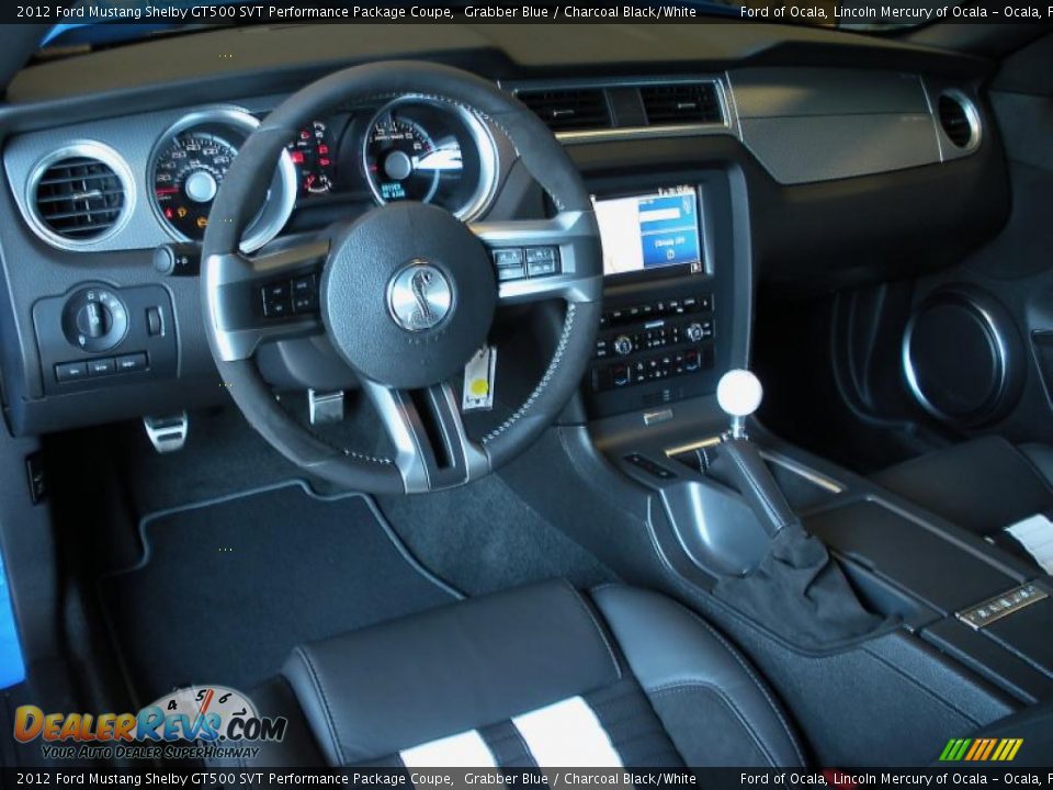 Charcoal Black/White Interior - 2012 Ford Mustang Shelby GT500 SVT Performance Package Coupe Photo #7