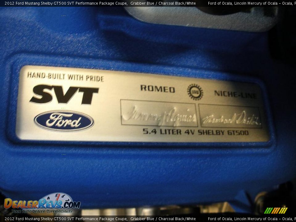 Info Tag of 2012 Ford Mustang Shelby GT500 SVT Performance Package Coupe Photo #13