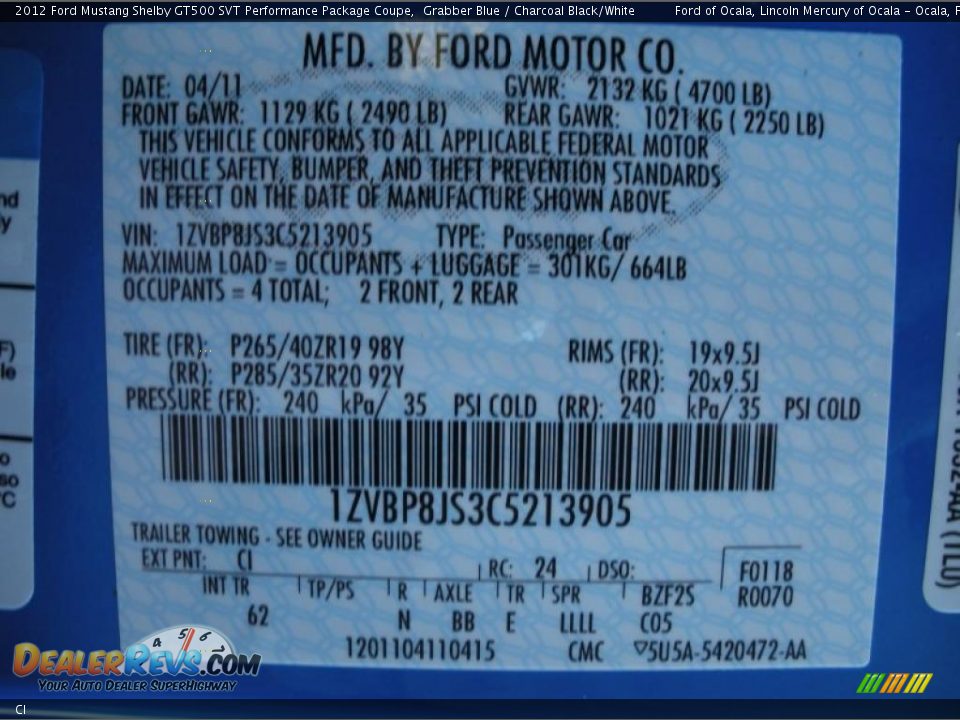 Ford Color Code CI Grabber Blue