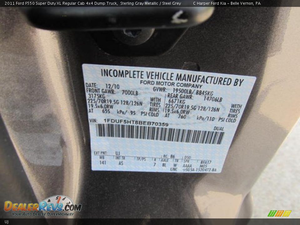 Ford Color Code UJ Sterling Gray Metallic