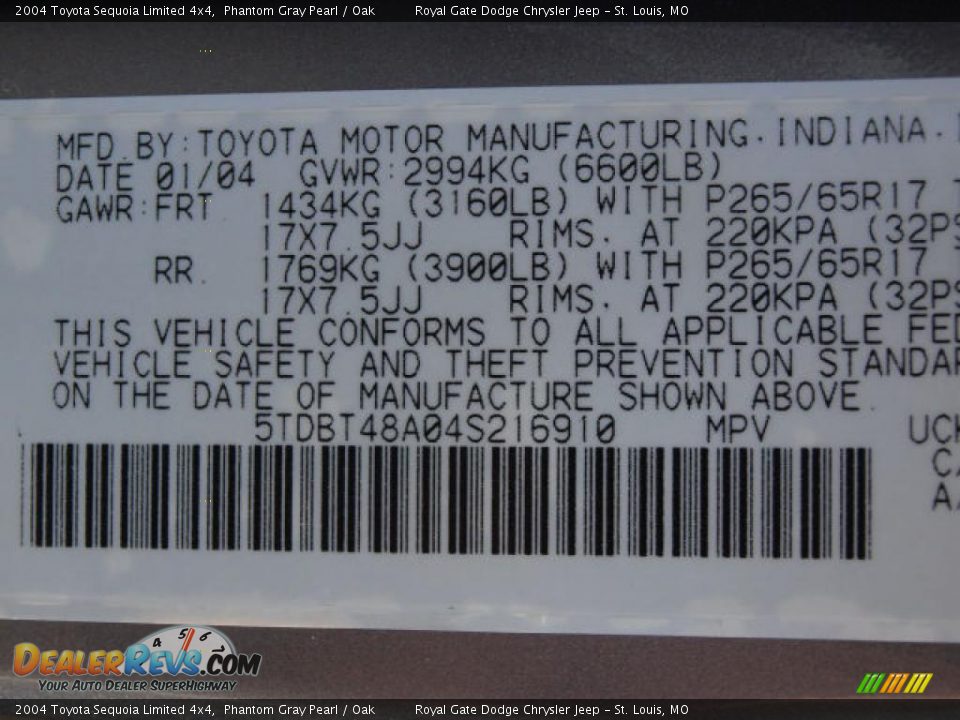 2004 Toyota Sequoia Limited 4x4 Phantom Gray Pearl / Oak Photo #17