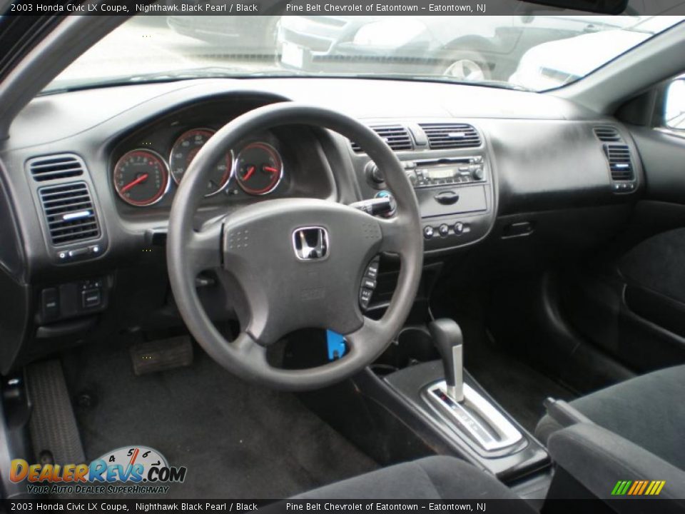 Black Interior 2003 Honda Civic Lx Coupe Photo 8