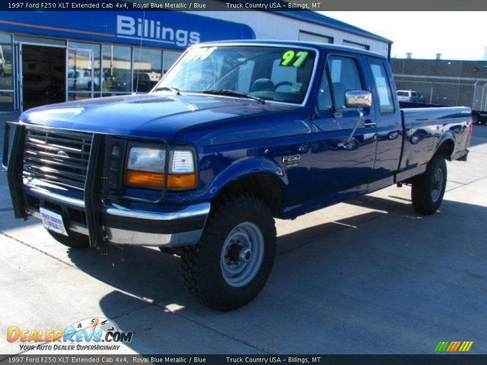 1997 Ford F250 XLT Extended Cab 4x4 Royal Blue Metallic / Blue Photo #2