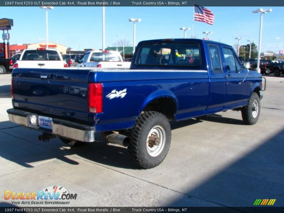 1997 Ford F250 XLT Extended Cab 4x4 Royal Blue Metallic / Blue Photo #5