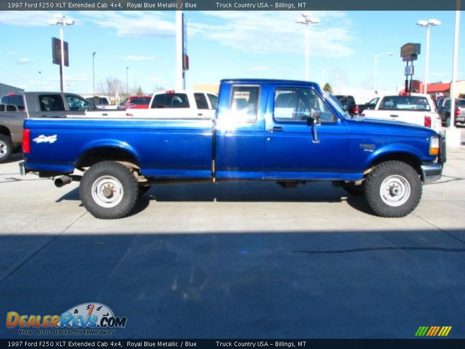 1997 Ford F250 XLT Extended Cab 4x4 Royal Blue Metallic / Blue Photo #6