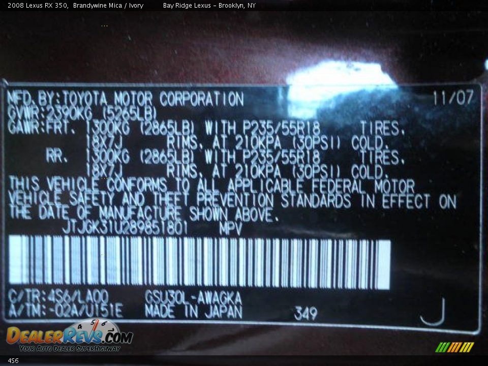 Lexus Color Code 4S6 Brandywine Mica