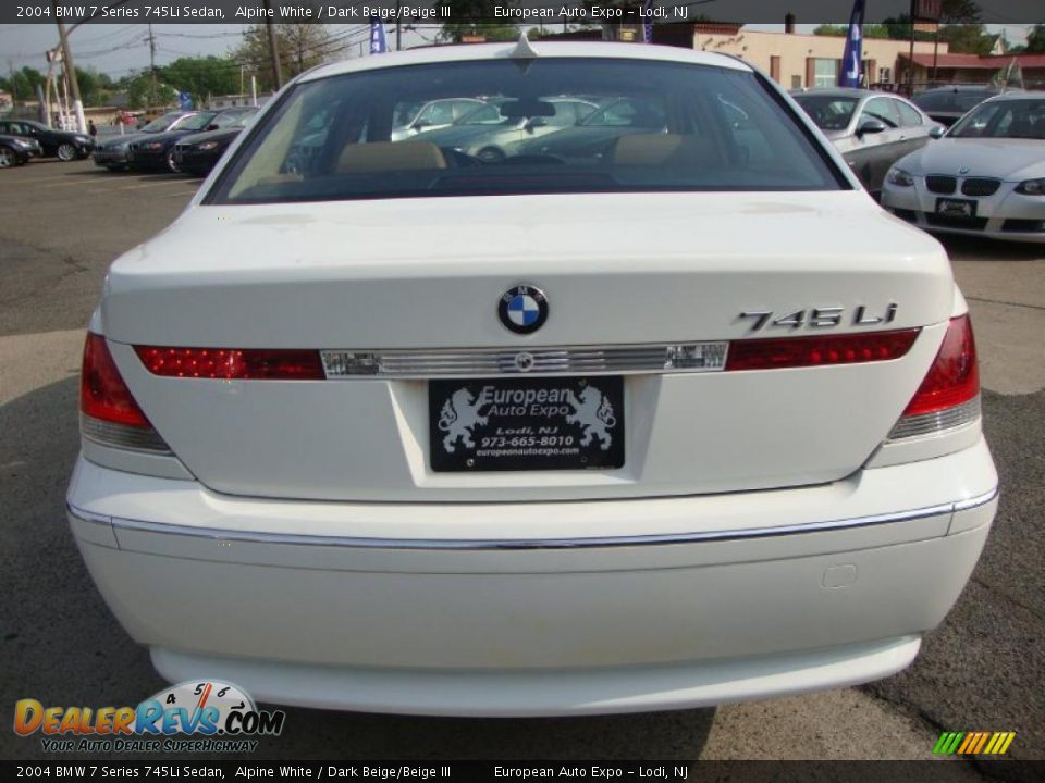 2004 BMW 7 Series 745Li Sedan Alpine White / Dark Beige/Beige III Photo #10