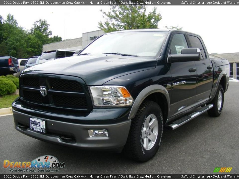 2011 Dodge Ram 1500 SLT Outdoorsman Crew Cab 4x4 Hunter Green Pearl / Dark Slate Gray/Medium Graystone Photo #1