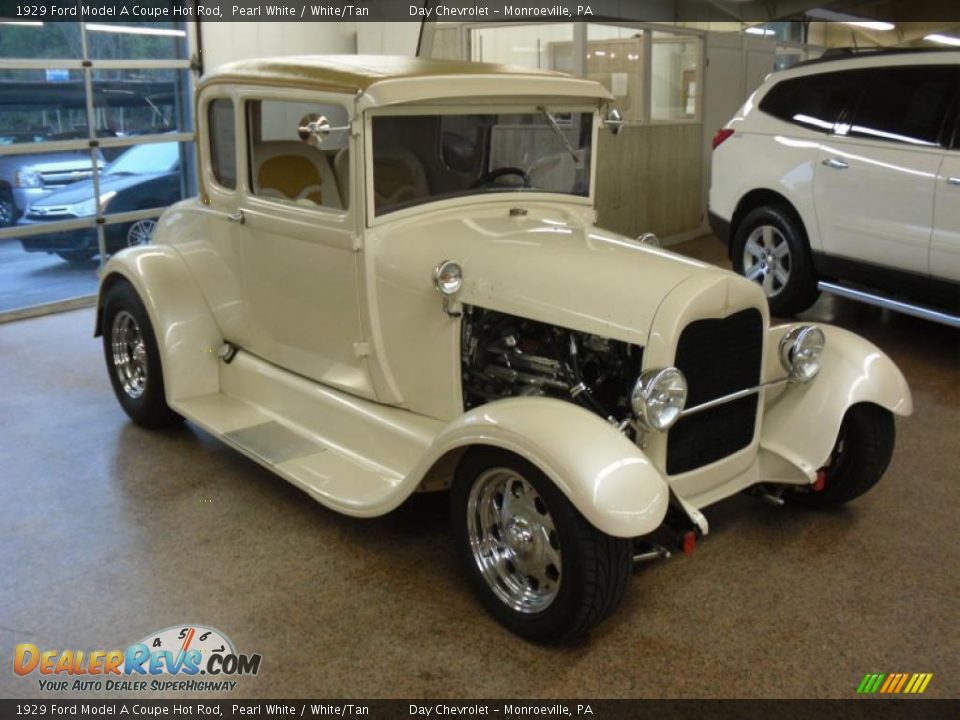 1929 Ford Model A Coupe Hot Rod Pearl White / White/Tan Photo #3