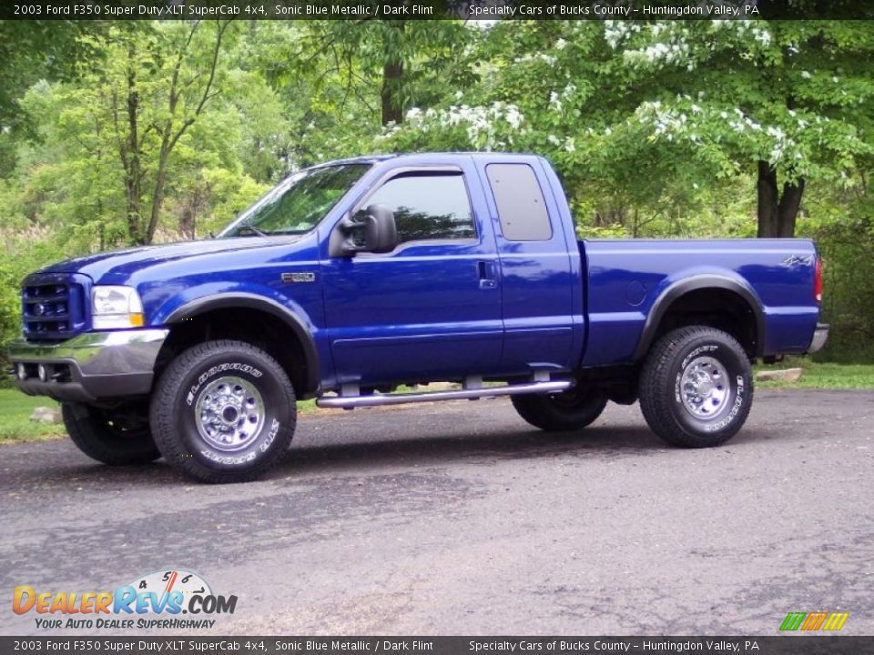 2003 Ford F350 Super Duty XLT SuperCab 4x4 Sonic Blue Metallic / Dark Flint Photo #3