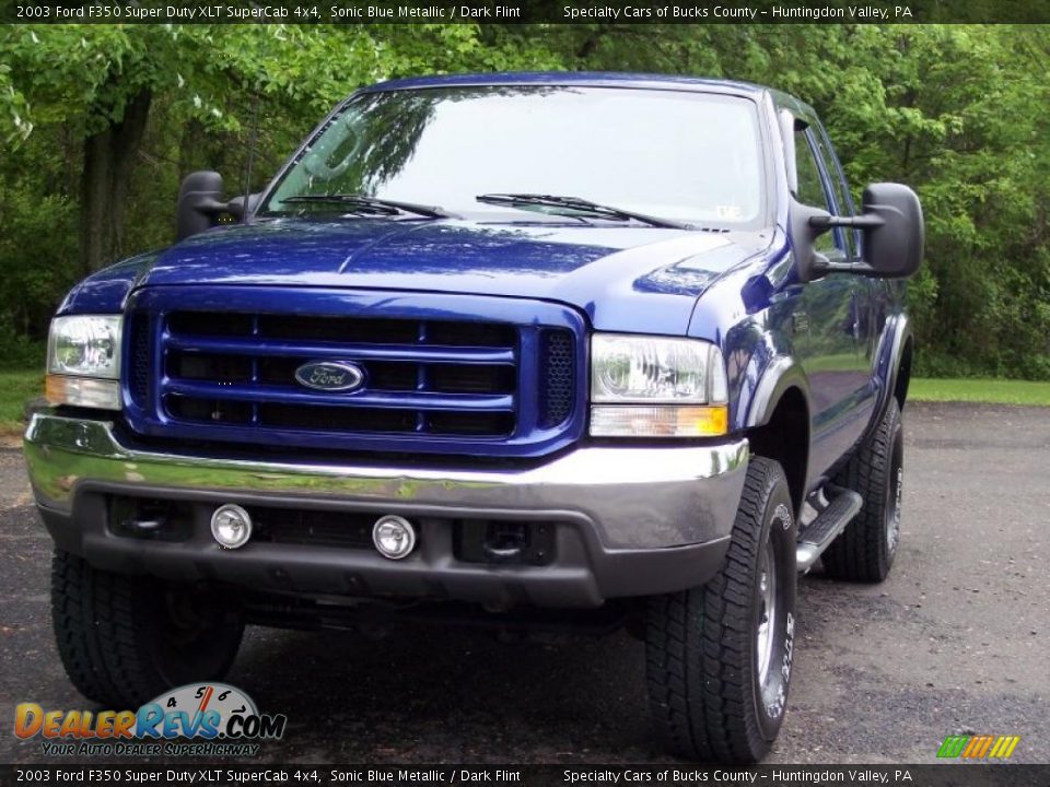 2003 Ford F350 Super Duty XLT SuperCab 4x4 Sonic Blue Metallic / Dark Flint Photo #9