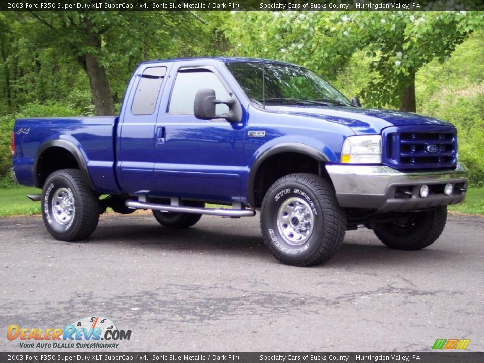 2003 Ford F350 Super Duty XLT SuperCab 4x4 Sonic Blue Metallic / Dark Flint Photo #11