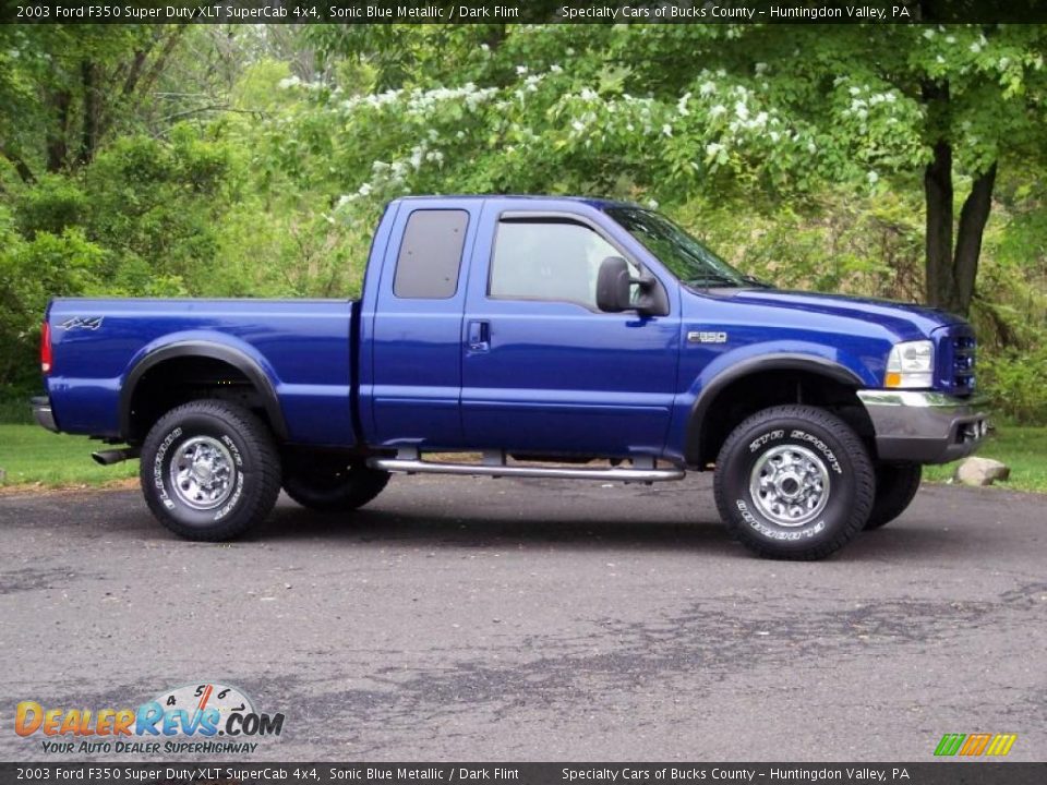 2003 Ford F350 Super Duty XLT SuperCab 4x4 Sonic Blue Metallic / Dark Flint Photo #12