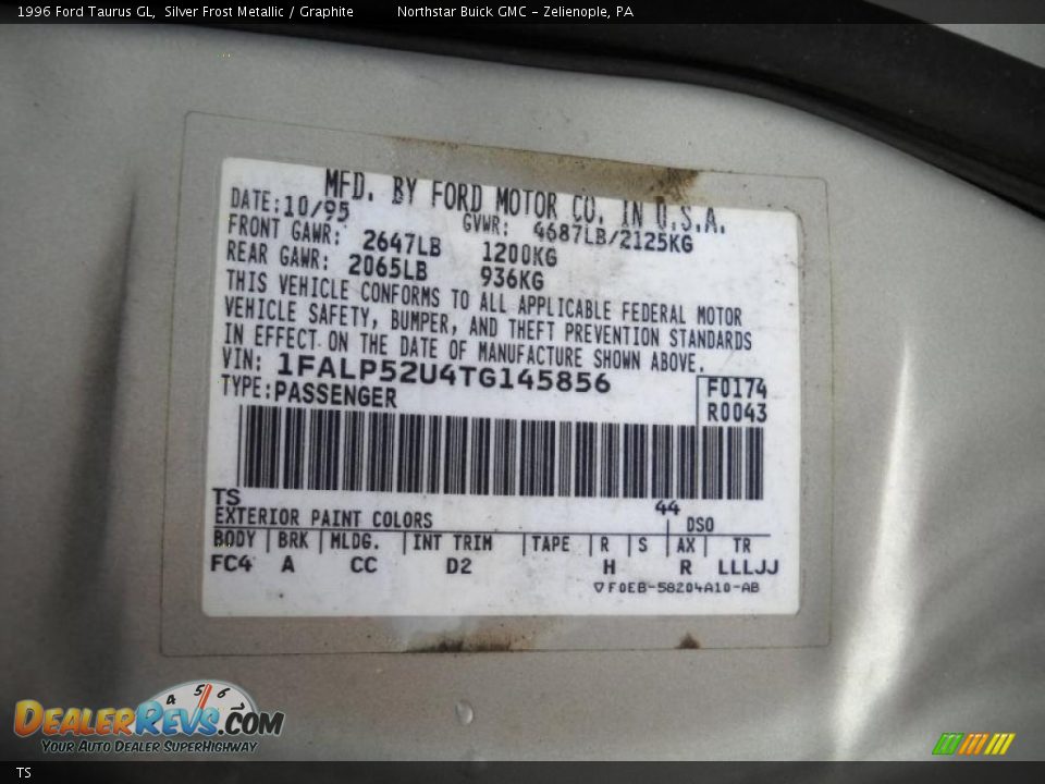 Ford Color Code TS Silver Frost Metallic