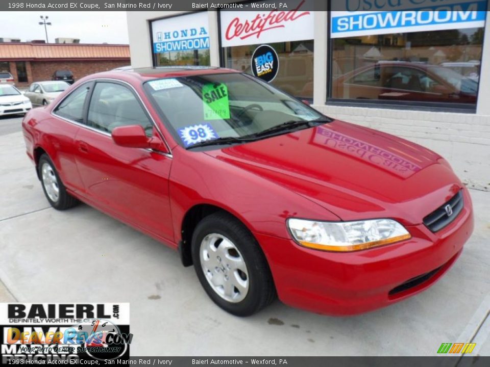 1998 Honda Accord EX Coupe San Marino Red / Ivory Photo #1
