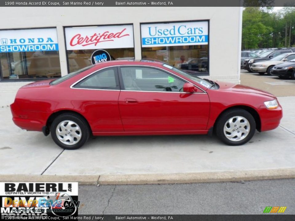 1998 Honda Accord EX Coupe San Marino Red / Ivory Photo #7