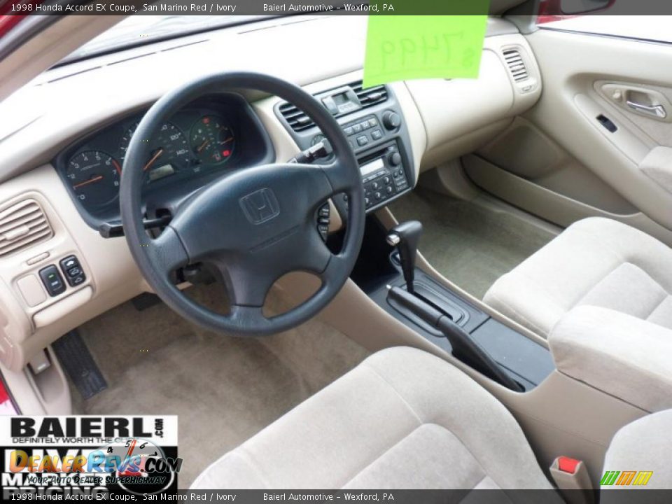 1998 Honda Accord EX Coupe San Marino Red / Ivory Photo #10