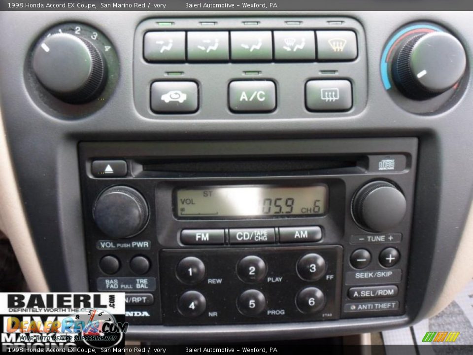 1998 Honda Accord EX Coupe San Marino Red / Ivory Photo #19