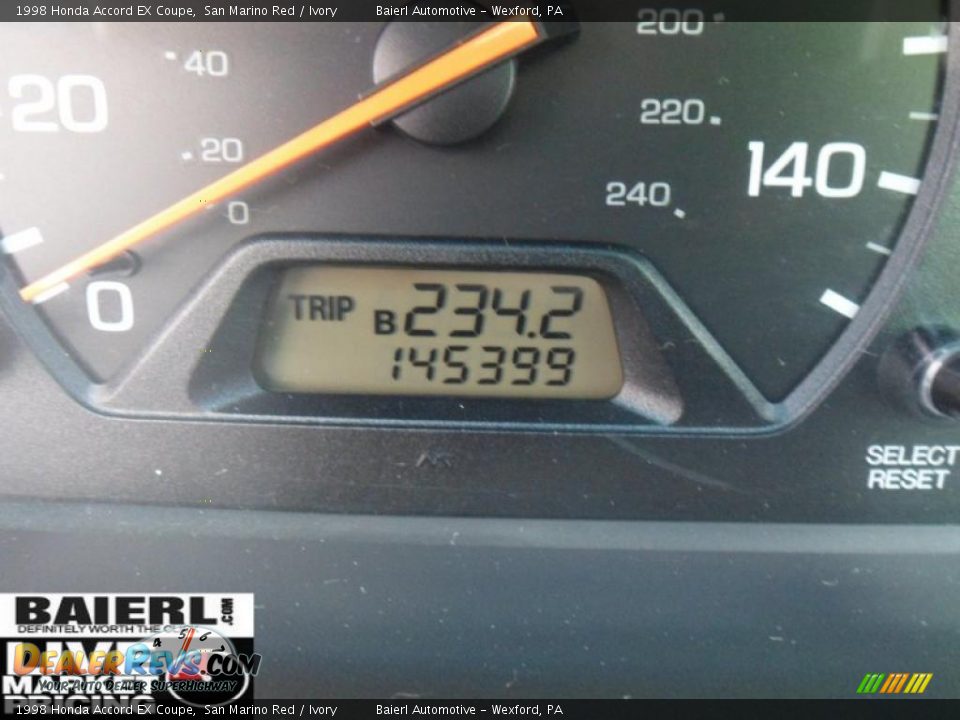 1998 Honda Accord EX Coupe San Marino Red / Ivory Photo #20