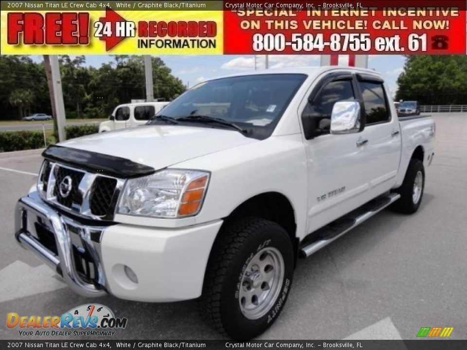 2007 Nissan Titan LE Crew Cab 4x4 White / Graphite Black/Titanium Photo #1