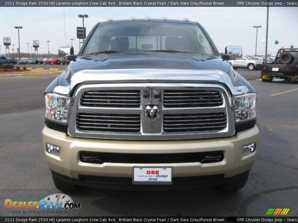 2011 Dodge Ram 2500 HD Laramie Longhorn Crew Cab 4x4 Brilliant Black Crystal Pearl / Dark Slate Gray/Russet Brown Photo #2