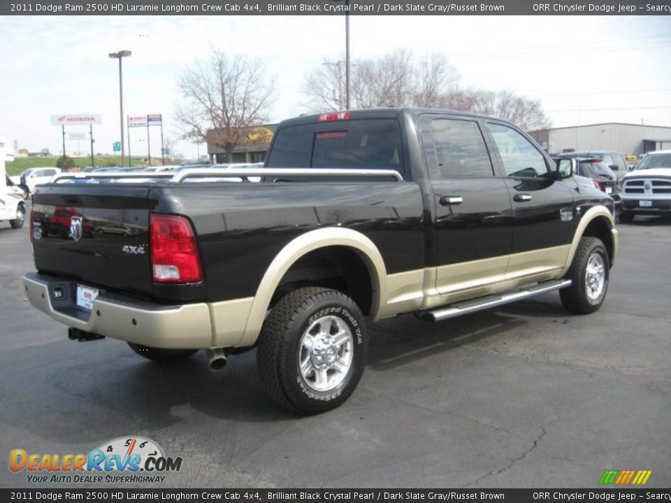 2011 Dodge Ram 2500 HD Laramie Longhorn Crew Cab 4x4 Brilliant Black Crystal Pearl / Dark Slate Gray/Russet Brown Photo #5