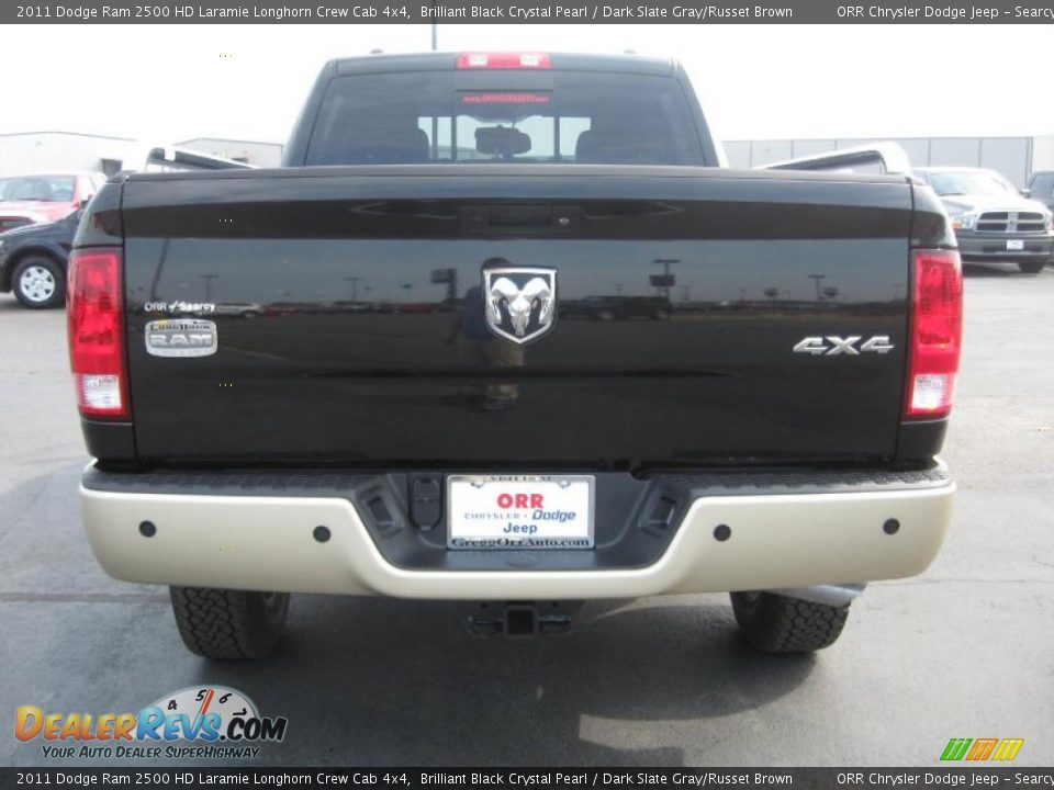 2011 Dodge Ram 2500 HD Laramie Longhorn Crew Cab 4x4 Brilliant Black Crystal Pearl / Dark Slate Gray/Russet Brown Photo #6