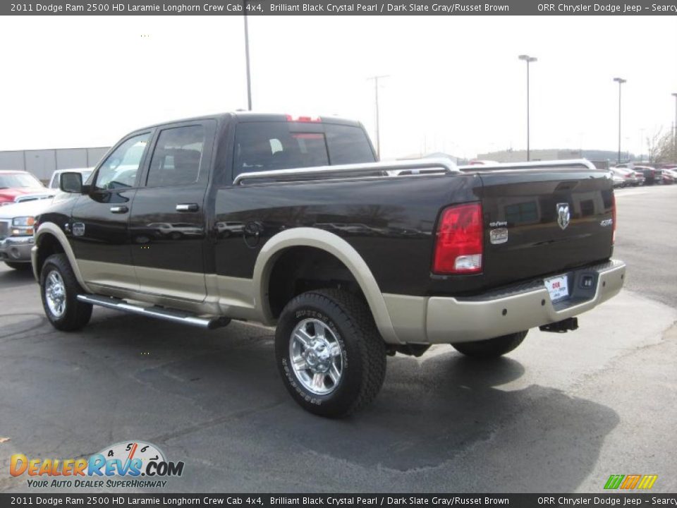 2011 Dodge Ram 2500 HD Laramie Longhorn Crew Cab 4x4 Brilliant Black Crystal Pearl / Dark Slate Gray/Russet Brown Photo #7