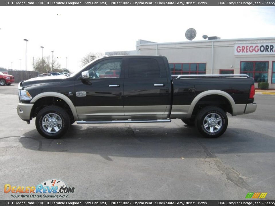 2011 Dodge Ram 2500 HD Laramie Longhorn Crew Cab 4x4 Brilliant Black Crystal Pearl / Dark Slate Gray/Russet Brown Photo #8