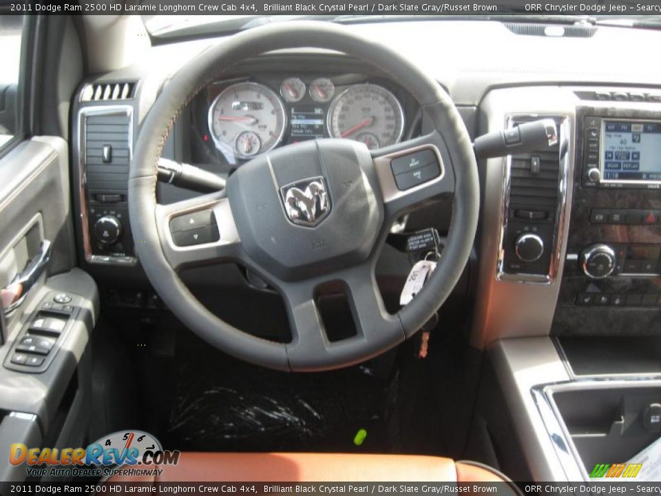 2011 Dodge Ram 2500 HD Laramie Longhorn Crew Cab 4x4 Brilliant Black Crystal Pearl / Dark Slate Gray/Russet Brown Photo #9