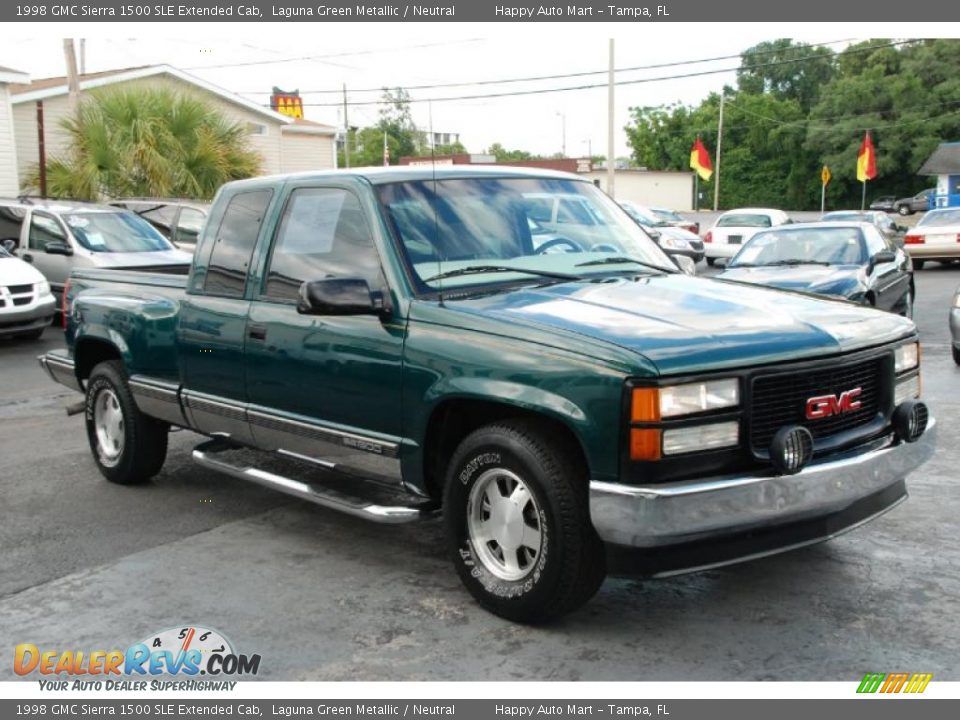 1998 GMC Sierra 1500 SLE Extended Cab Laguna Green Metallic / Neutral Photo #24