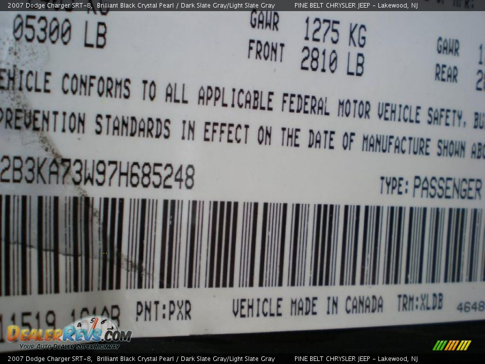 2007 Dodge Charger SRT-8 Brilliant Black Crystal Pearl / Dark Slate Gray/Light Slate Gray Photo #14