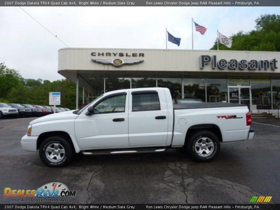 2007 Dodge Dakota TRX4 Quad Cab 4x4 Bright White / Medium Slate Gray Photo #2