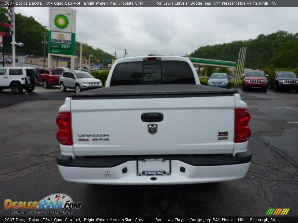 2007 Dodge Dakota TRX4 Quad Cab 4x4 Bright White / Medium Slate Gray Photo #4