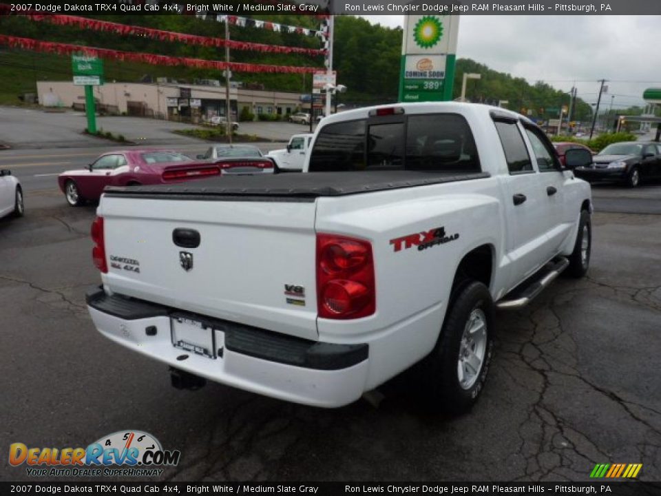 2007 Dodge Dakota TRX4 Quad Cab 4x4 Bright White / Medium Slate Gray Photo #5