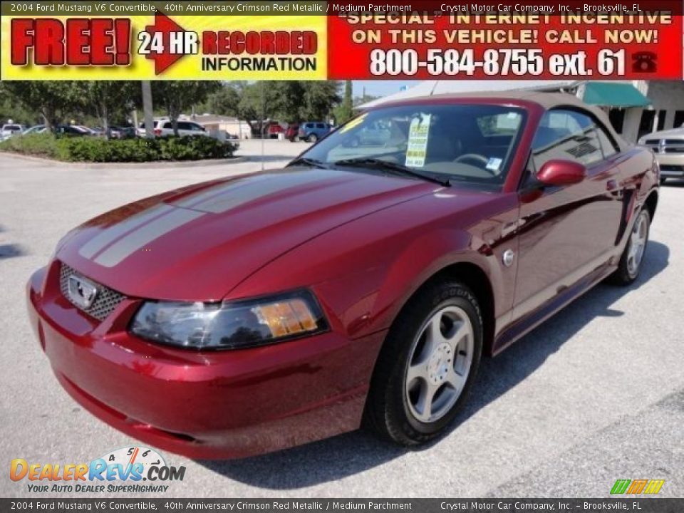 2004 Ford Mustang V6 Convertible 40th Anniversary Crimson Red Metallic / Medium Parchment Photo #1