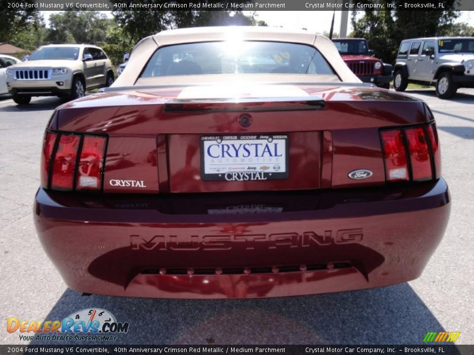 2004 Ford Mustang V6 Convertible 40th Anniversary Crimson Red Metallic / Medium Parchment Photo #9