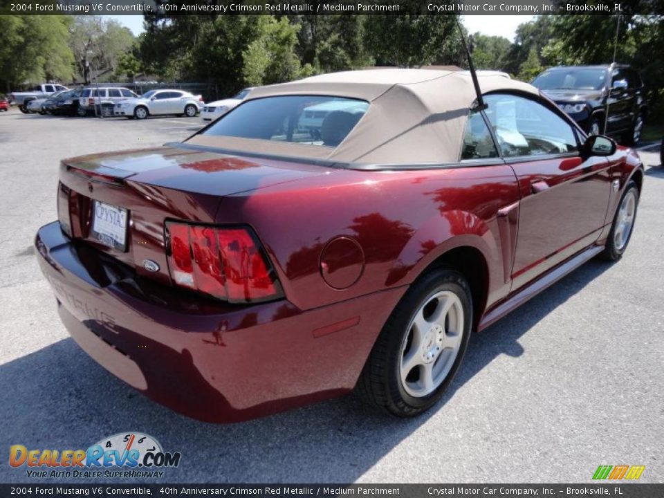 2004 Ford Mustang V6 Convertible 40th Anniversary Crimson Red Metallic / Medium Parchment Photo #10